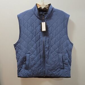 Magaschoni Men's Blue Quilted Vest Zipfront XXL NWT 💙🤎💙🤎